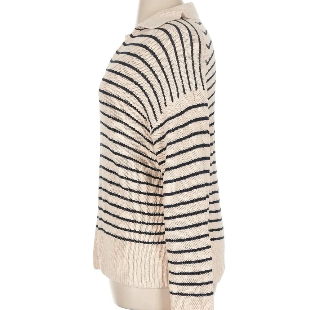 NWT J. Crew Relaxed Cotton Collared Sweater in Stripe - Size XL​ - Picture 7 of 10